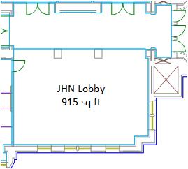 An aerial-view diagram of the Johnson Hall Lobby.