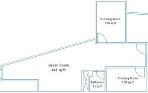 An aerial-view diagram of the Kane Hall Green Room.