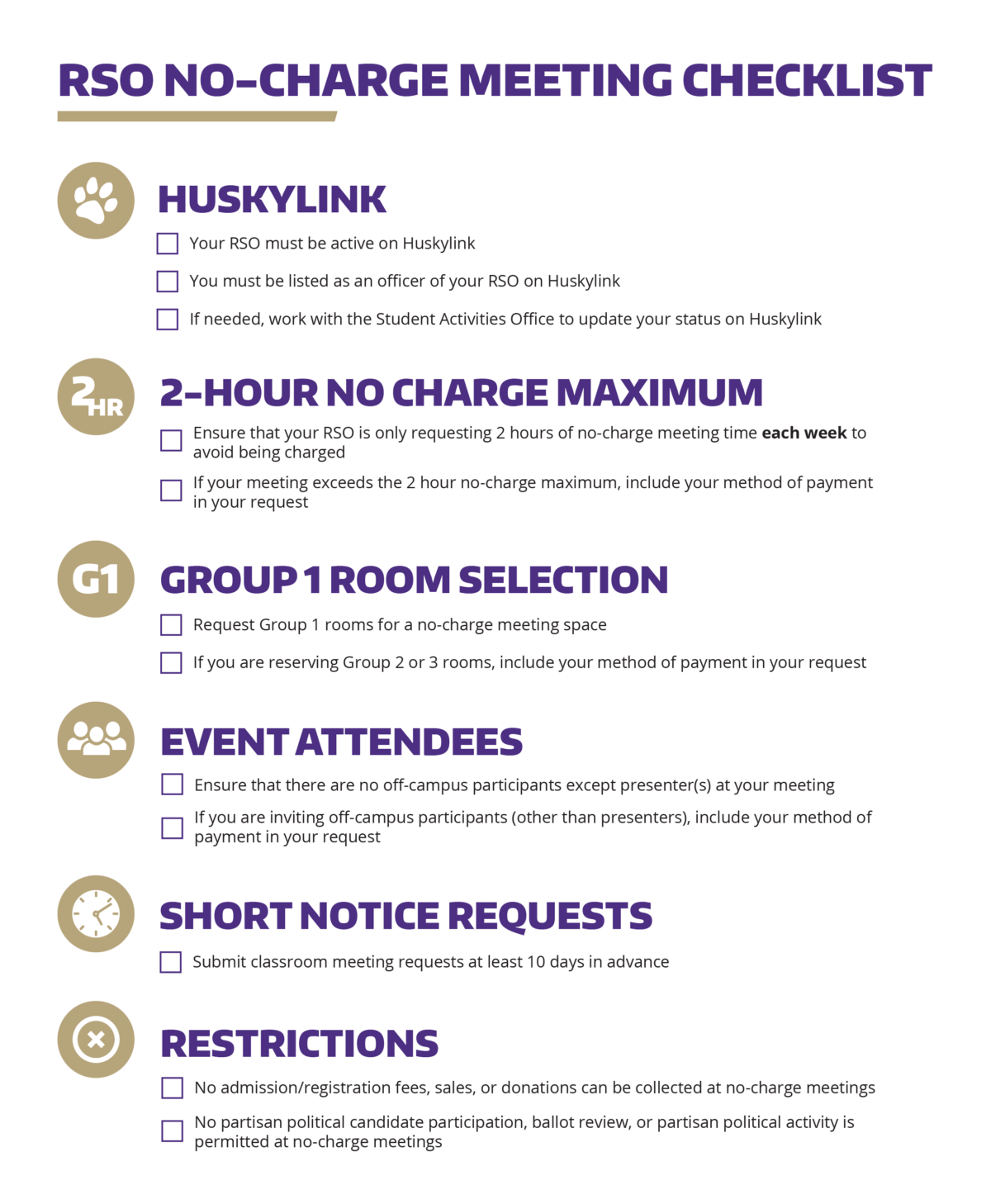 RSO No-Charge Meeting Checklist